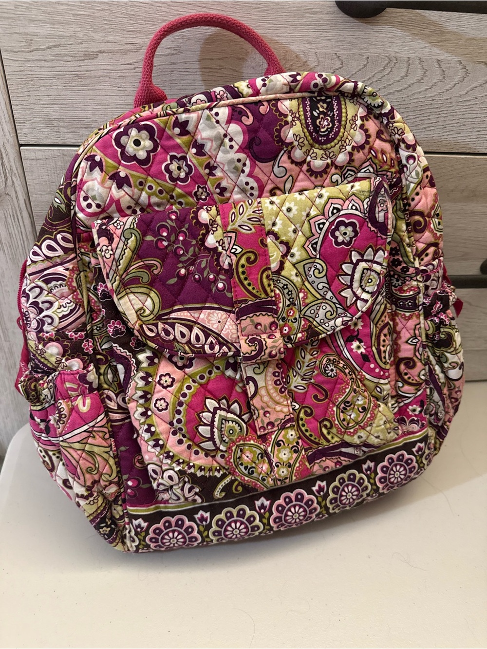 Vera Bradley Pink Paisley Quilted Backpack
